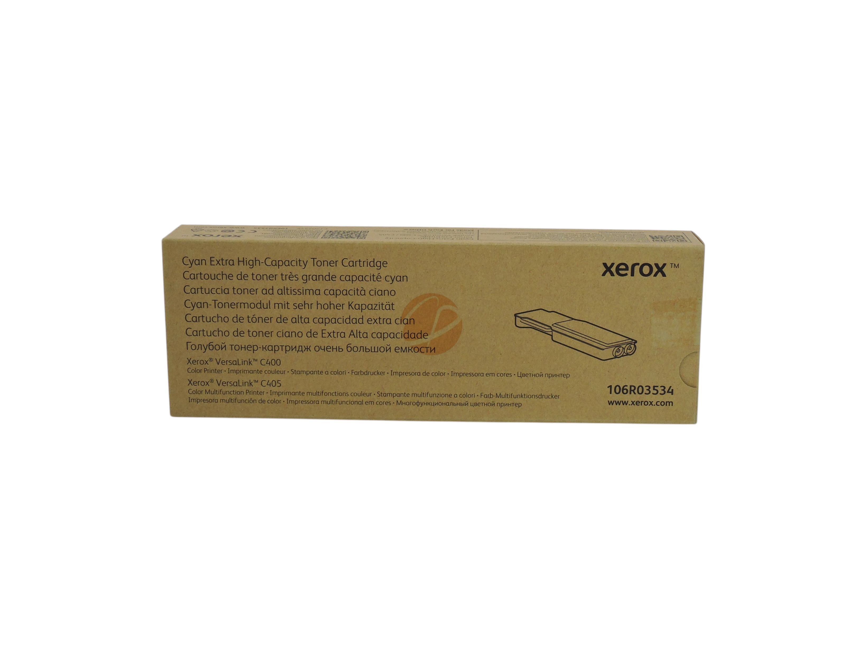 Caja de cartucho de tóner cian original Xerox 106R03534 de Compras Perfectas para impresoras VersaLink C400 y C405